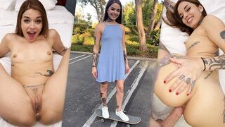 Banned Stories - Tattooed Skater Girl Vanessa Vega in Skateboarding and Squirting in Public
